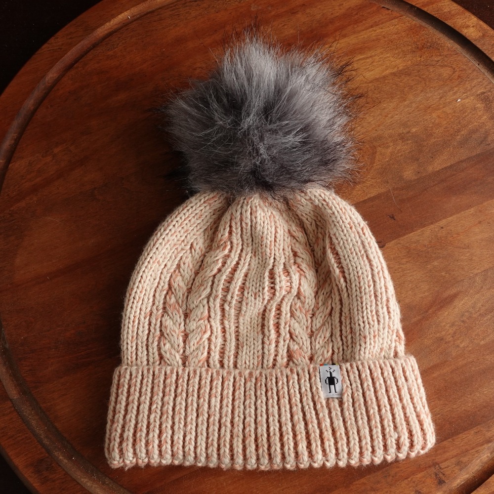 Smartwool Ski Town Hat Beanie Womens SZ OS Beige Wool Blend Cuff Winter Snow